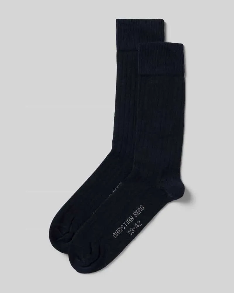 Christian Berg Socken mit Label-Print im 2er-Pack Marine