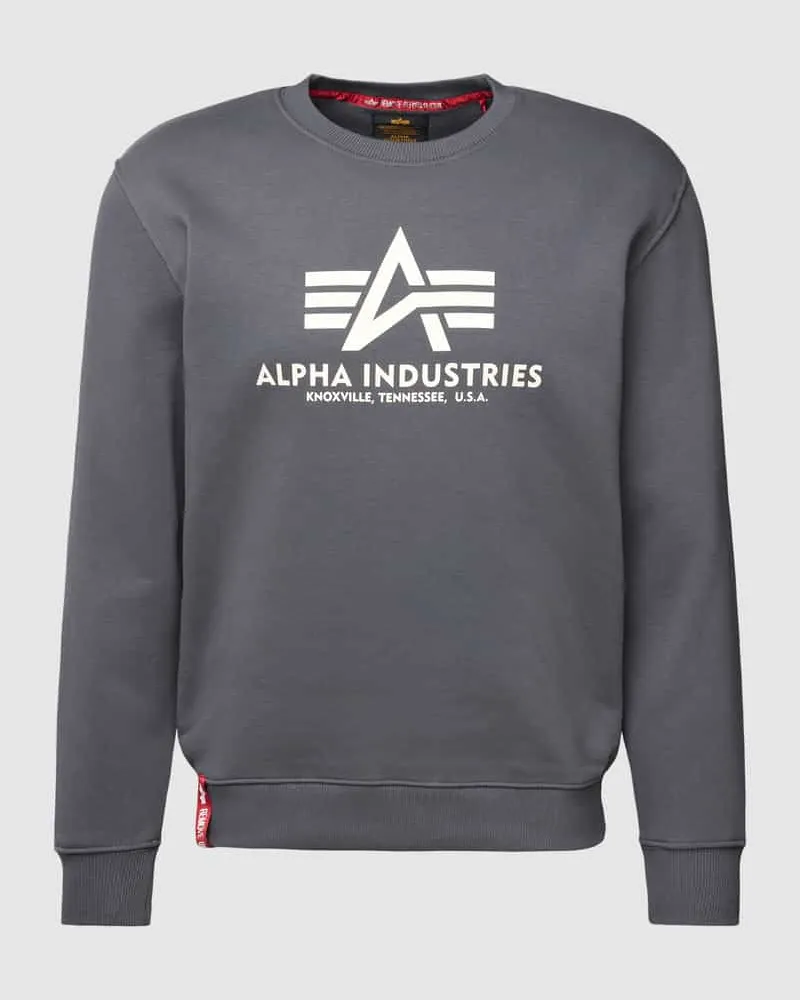 Alpha Industries BASIC SWEATER' mit Logo-Print Dunkelgrau