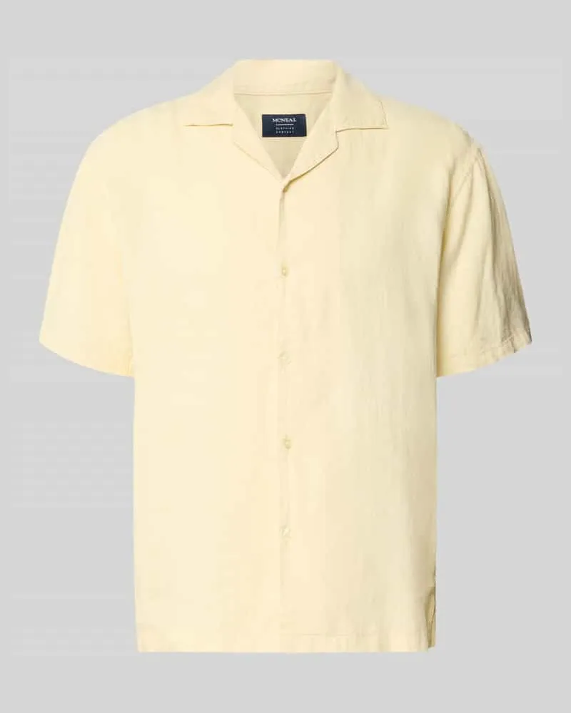 McNeal Regular Fit Leinenhemd mit Reverskragen Hellgelb
