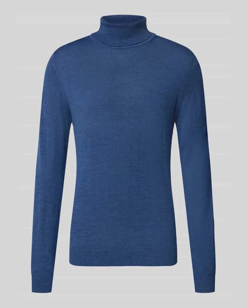 Christian Berg Wollpullover mit Rollkragen Jeansblau