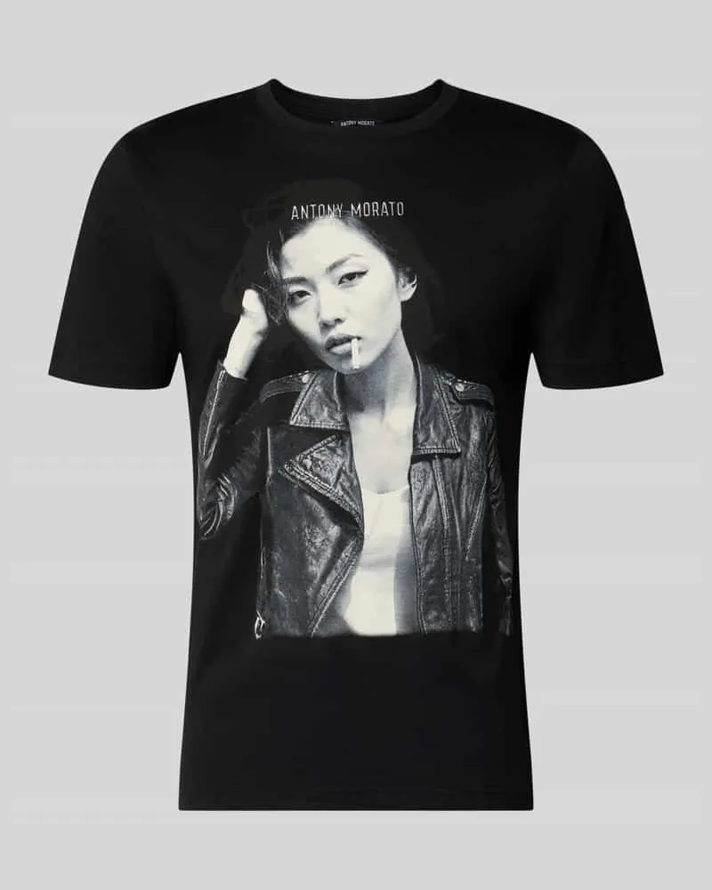 Antony Morato Regular Fit T-Shirt aus reiner Escorial-Wolle Black