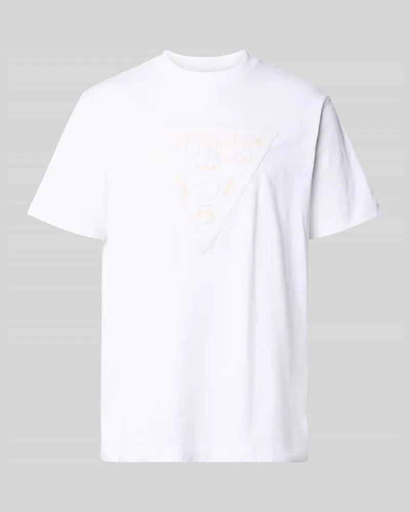 Guess T-Shirt mit Logo und Rundhalsausschnitt Weiss