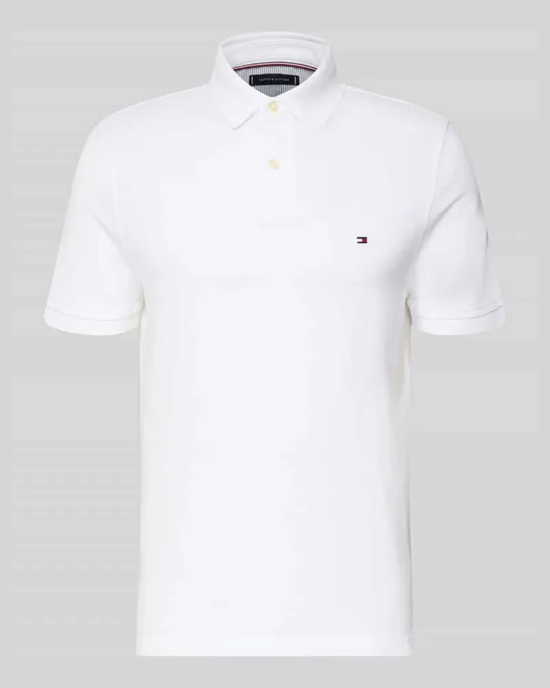 Tommy Hilfiger Regular Fit Poloshirt mit Logo-Stitching Weiss