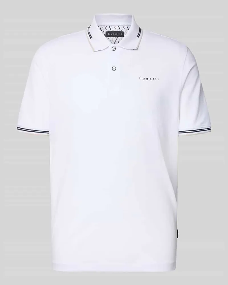 Bugatti Regular Fit Poloshirt mit Logo Weiss