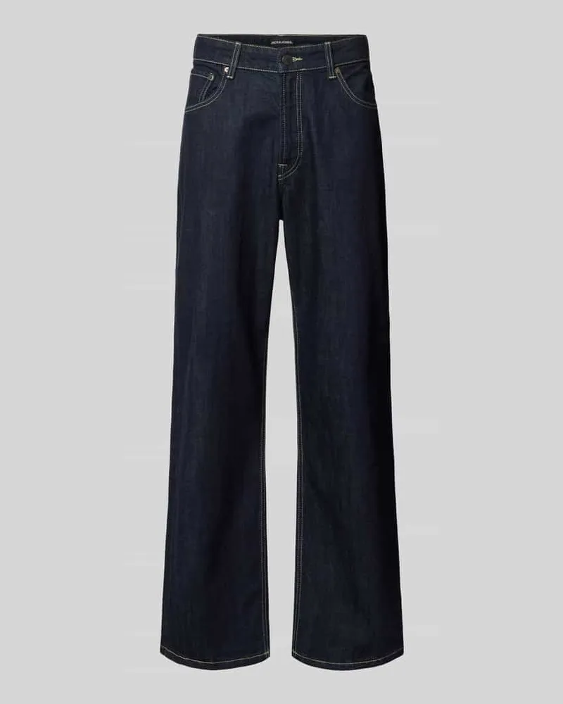 Jack & Jones Loose Straight Fit Jeans mit Eingrifftaschen Modell 'TED Jeansblau