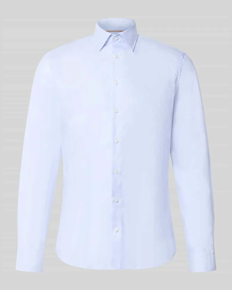 JAKE*S Slim Fit Businesshemd aus reiner Baumwolle Bleu