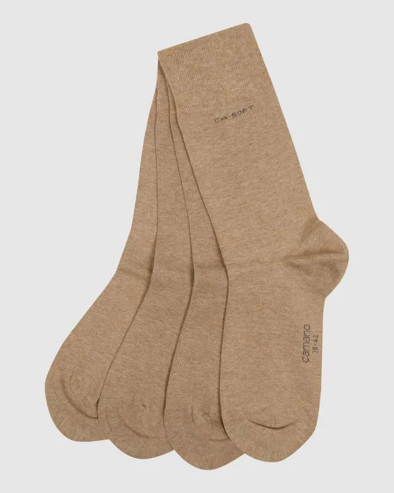 Camano Socken im unifarbenen Design im 4er-Pack Sand