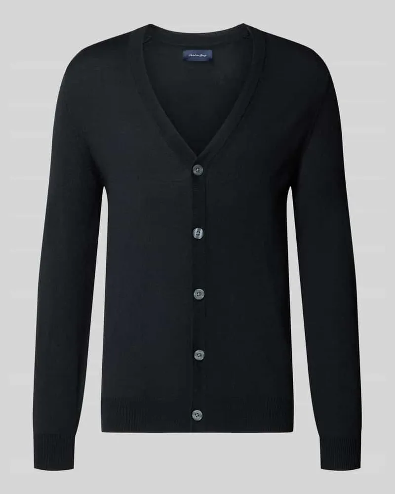 Christian Berg Cardigan aus Woll-Mix mit V-Ausschnitt Black