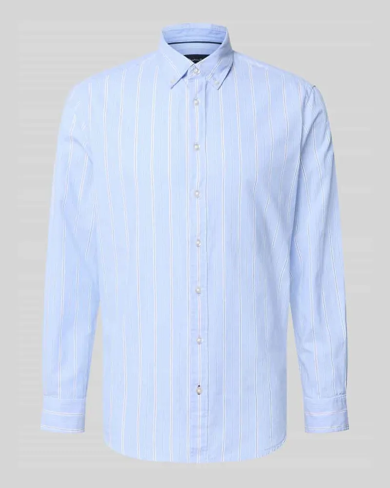 Christian Berg Regular Fit Freizeithemd mit Button-Down-Kragen Bleu