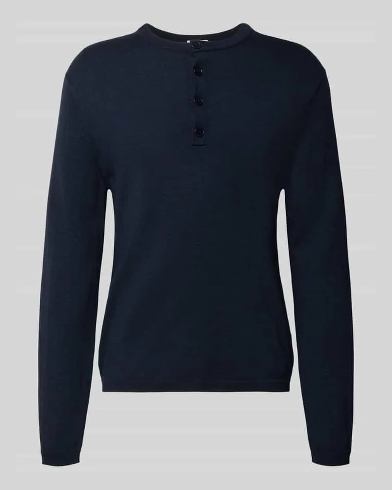 Drykorn Strickpullover mit Henley-Kragen Dunkelblau