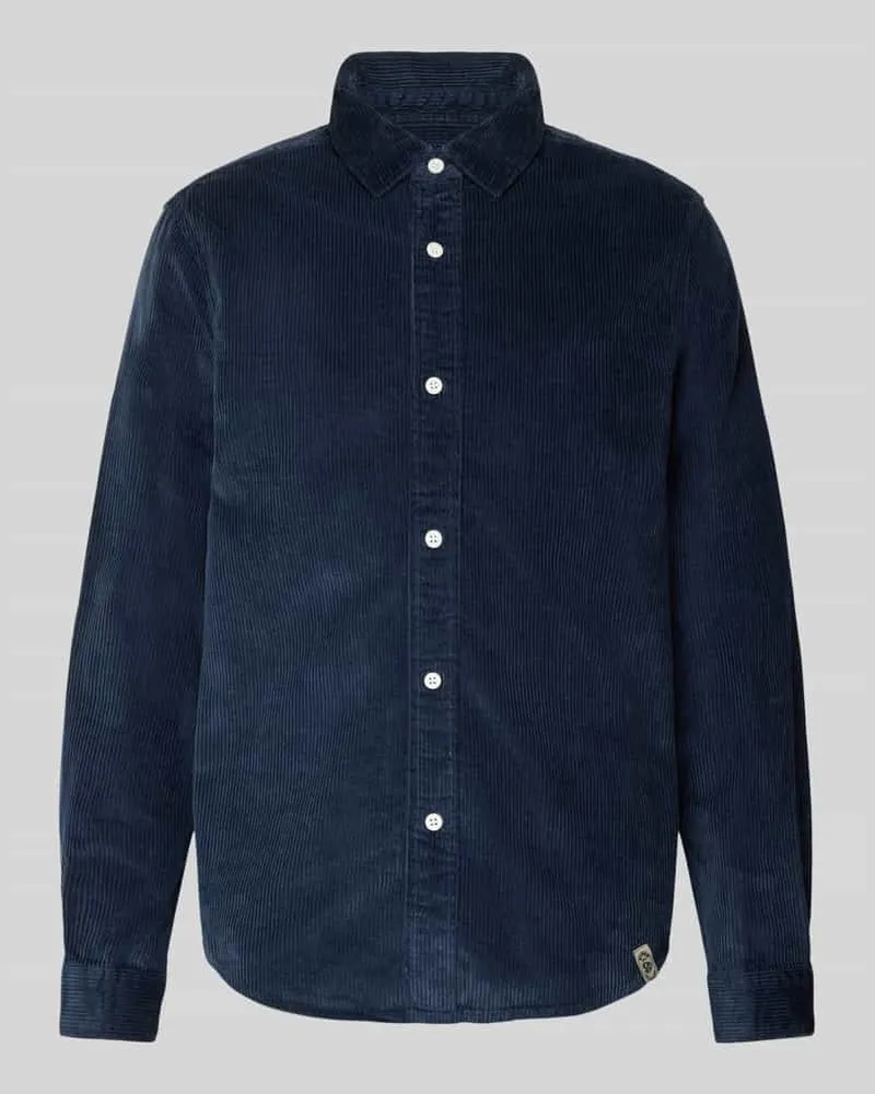 Superdry. Regular Fit Hemdjacke aus Cord mit Kentkragen Marine