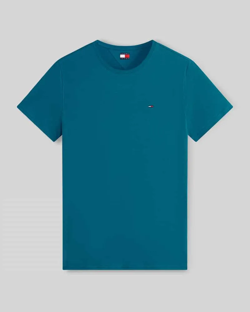 Tommy Hilfiger Regular Fit T-Shirt aus reiner Baumwolle Petrol