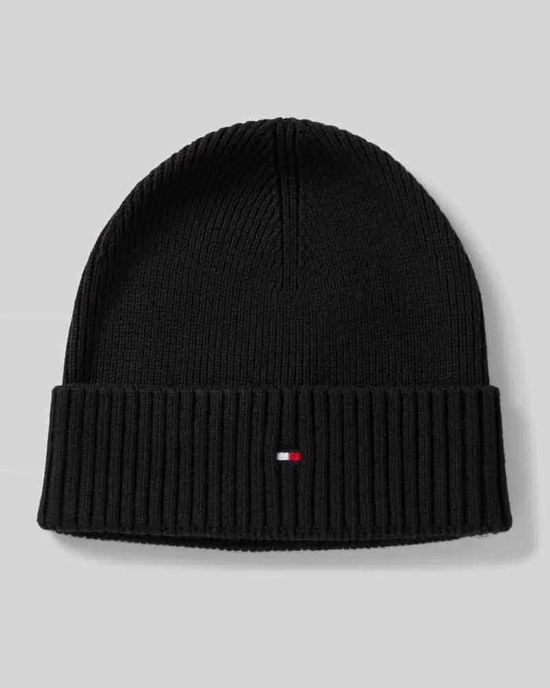 Tommy Hilfiger Beanie aus Baumwoll-Kaschmir-Mix Black