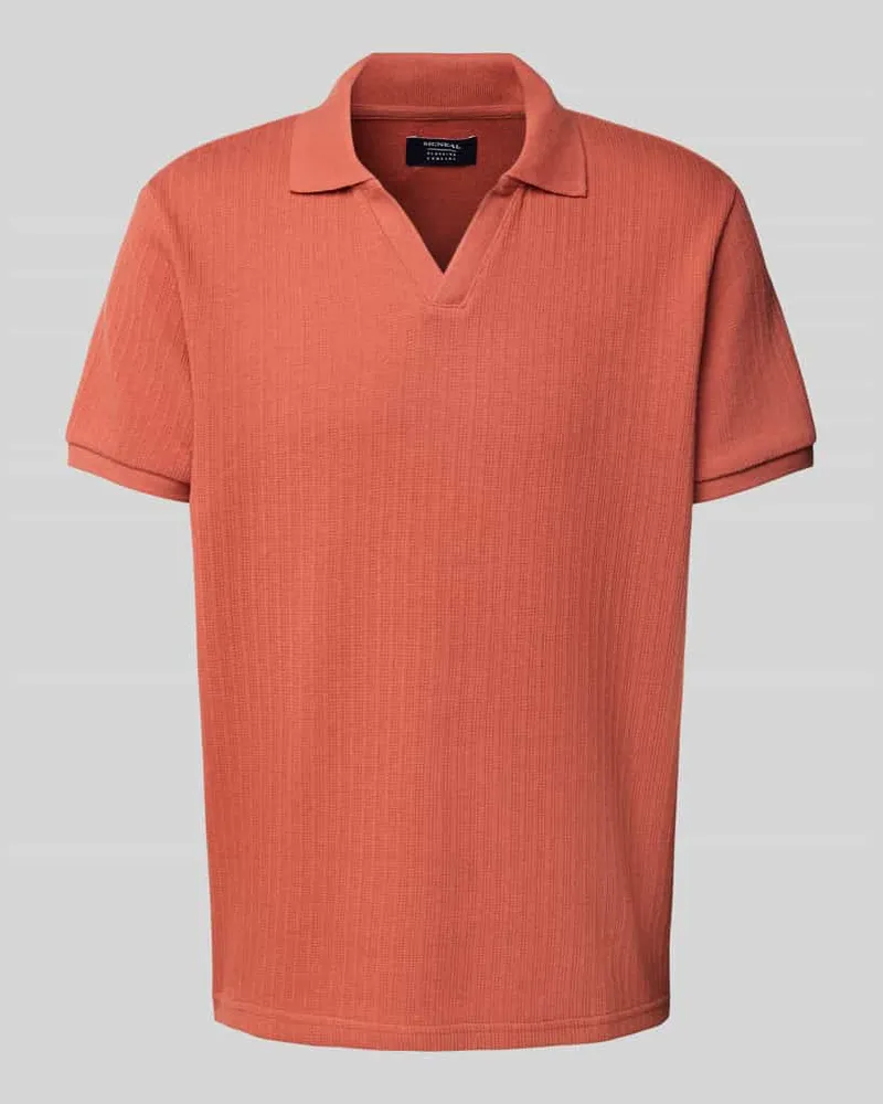 McNeal Regular Fit Poloshirt mit V-Ausschnitt Terra
