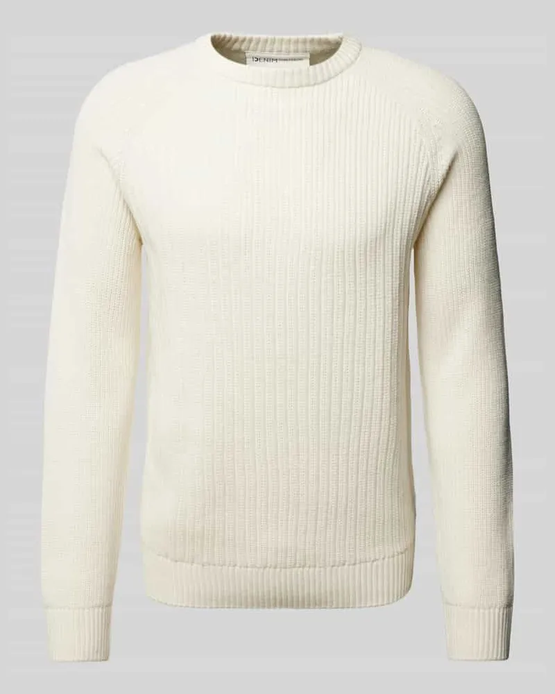 Tom Tailor Regular Fit Strickpullover aus Baumwoll-Mix mit Strukturmuster Offwhite