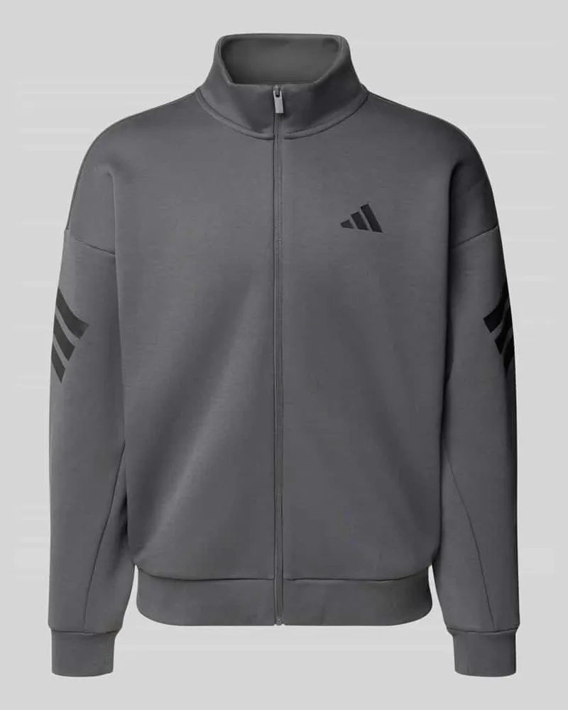 adidas Sweatjacke mit Logo und Reißverschluss Anthrazit