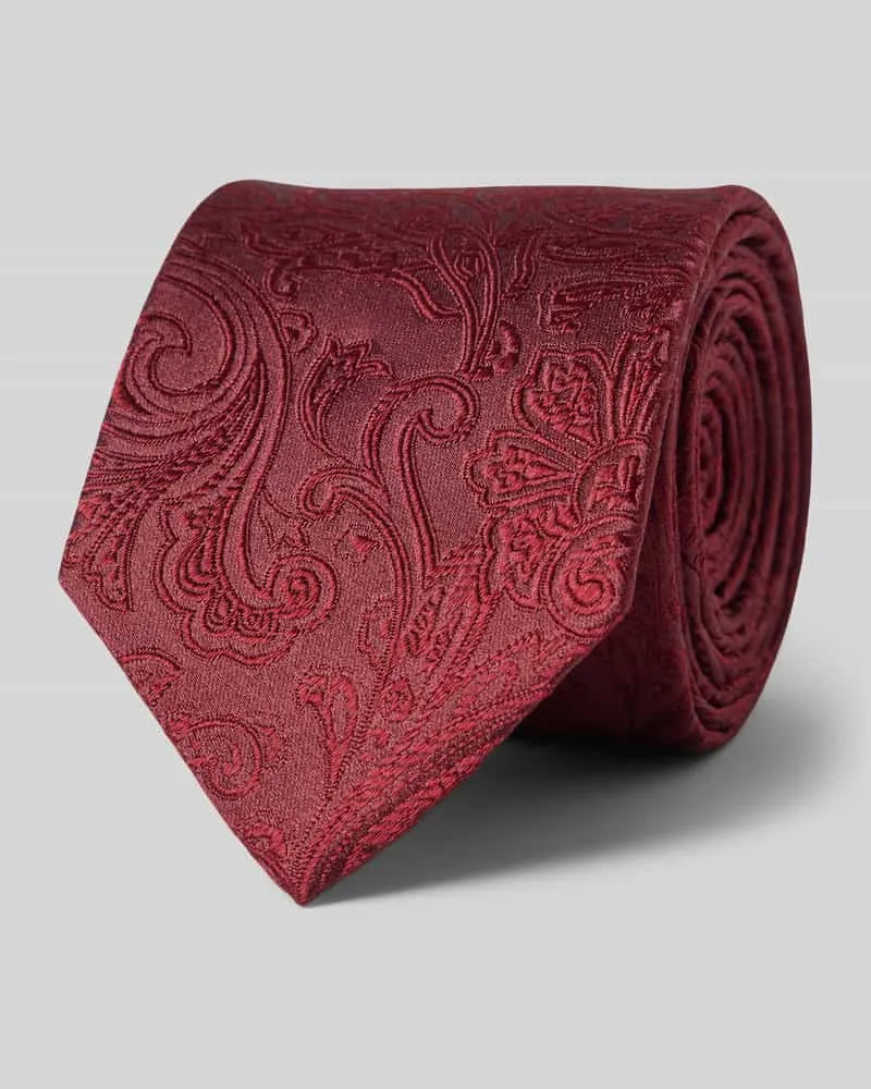 Olymp Seidenkrawatte mit Motiv-Stitching Bordeaux