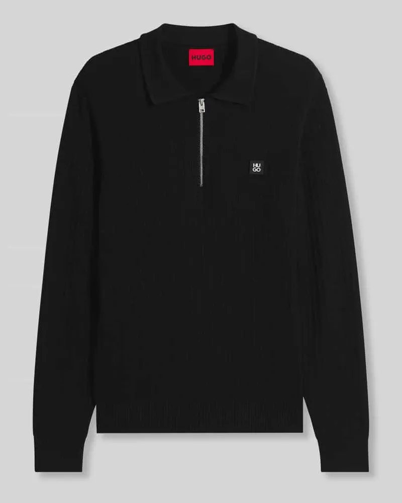 HUGO BOSS Regular Fit Poloshirt aus Viskose-Mix Modell 'Sastaron Black