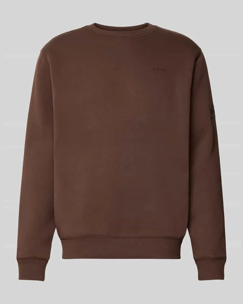 G-STAR RAW Regular Fit Sweatshirt mit Ton-in-Ton Logo-Details Dunkelbraun