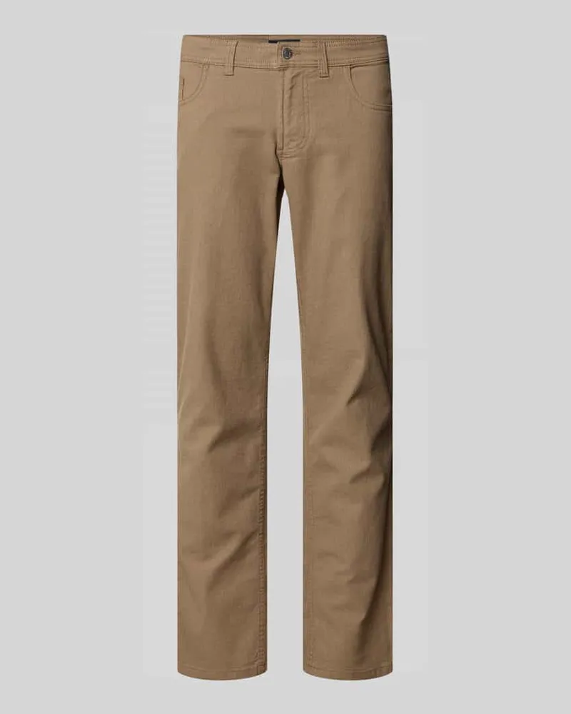 Christian Berg Slim Fit Jeans im 5-Pocket-Design Hellbraun