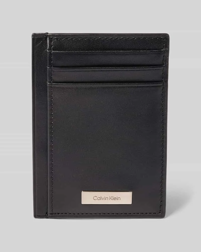 Calvin Klein Kartenetui aus Leder mit Label-Applikation Modell 'PLAQUE 