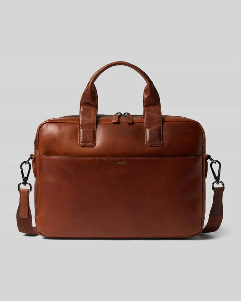 JOOP! Laptoptasche aus echtem Rindsleder Modell 'Cerratano Pandion Cognac