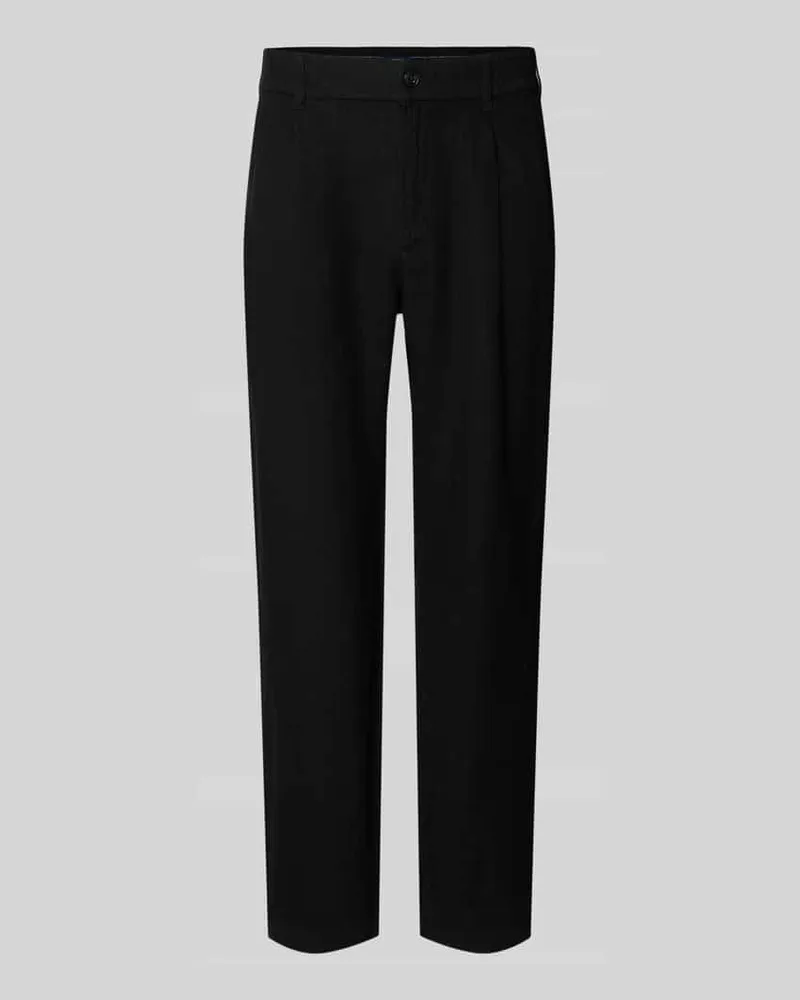 McNeal Tapered Fit Leinenhose mit Eingrifftaschen Black
