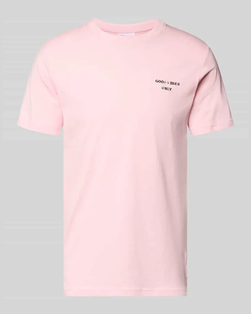 Lindbergh T-Shirt mit Stitching und Rundhalsausschnitt Hellrosa