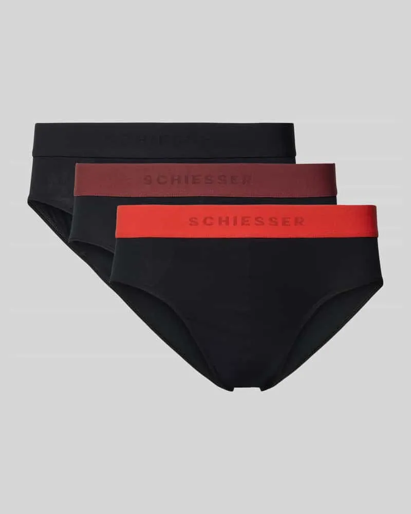 Schiesser Slip mit elastischem Logo-Bund im 3er-Pack Black