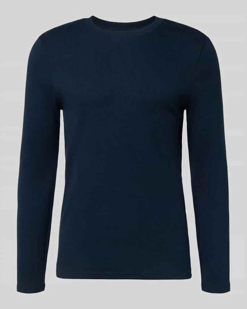 McNeal Longsleeve mit Strukturmuster und Rundhalsausschnitt Dunkelblau