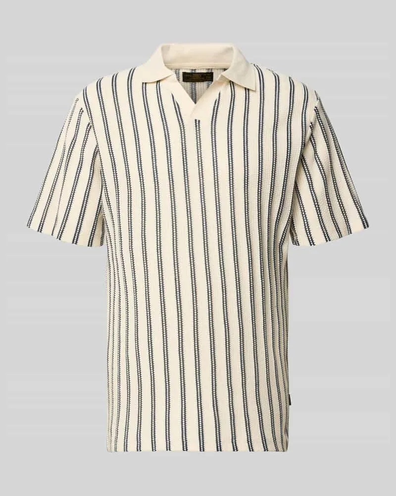 Jack & Jones Regular Fit Poloshirt mit V-Ausschnitt Modell 'HARRY Weiss