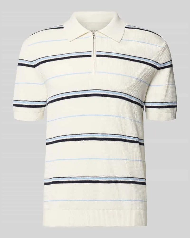 Gant Slim Fit Poloshirt mit Reißverschluss Offwhite