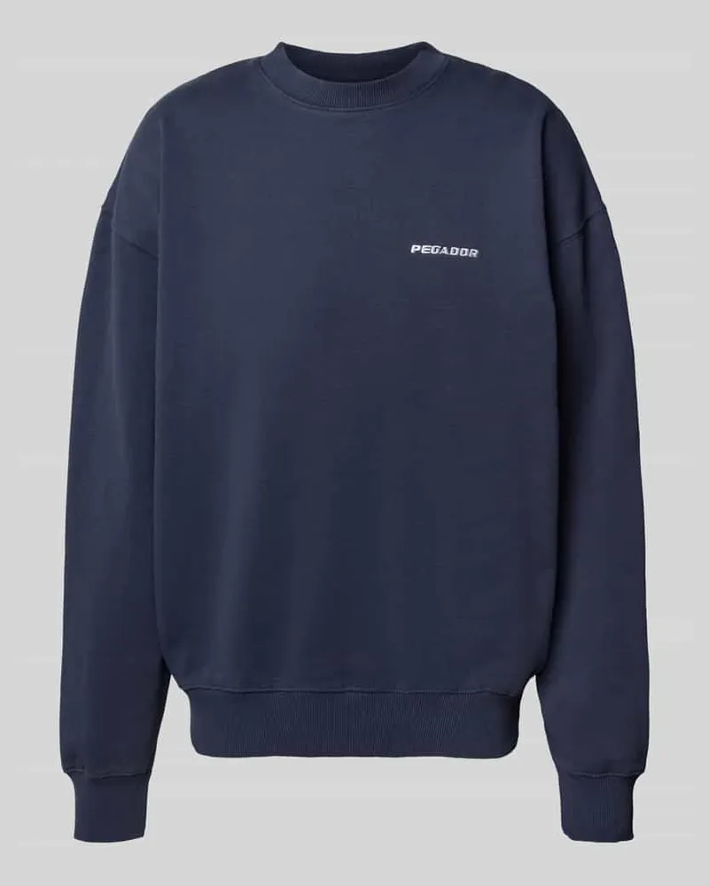 PEGADOR Oversized Sweatshirt mit Logo-Stitching und Rundhalsausschnitt Marine
