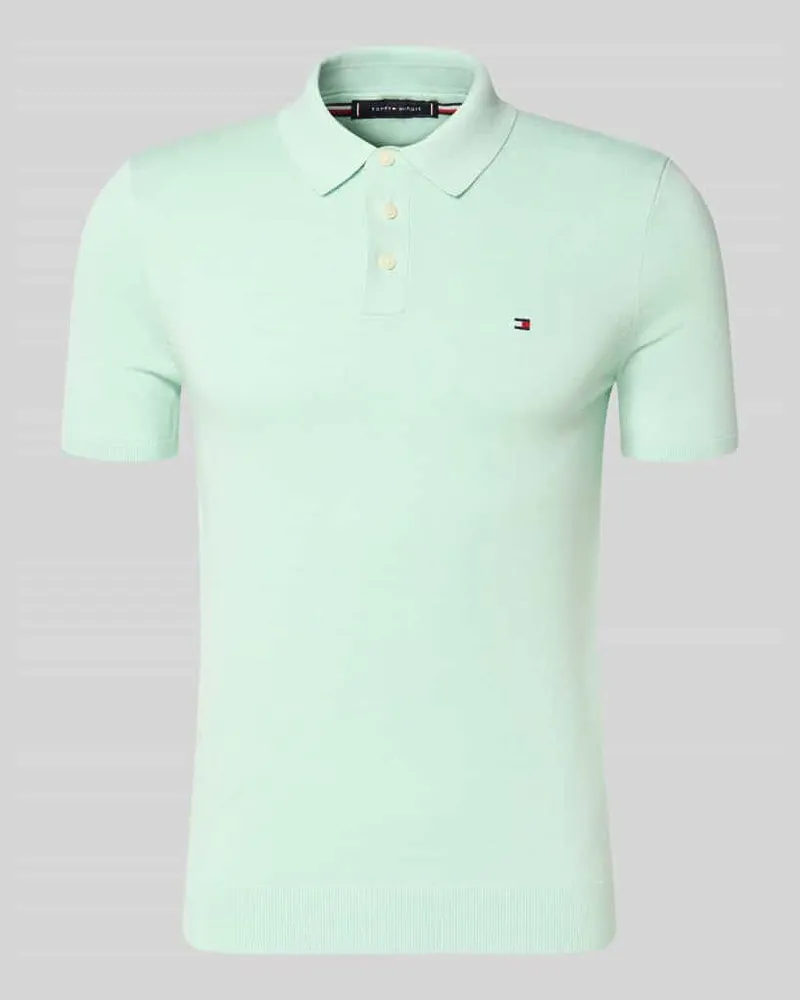 Tommy Hilfiger Regular Fit Strick-Poloshirt aus reiner Baumwolle Mint