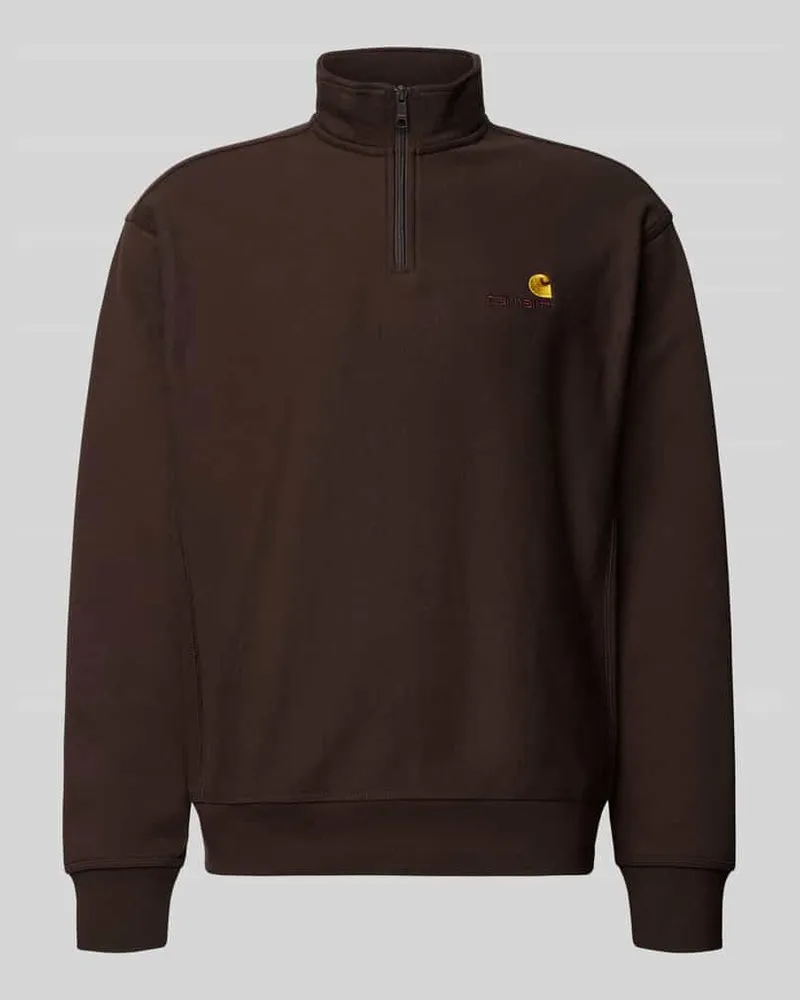 Carhartt WIP Sweatshirt mit Label-Stitching Mittelbraun