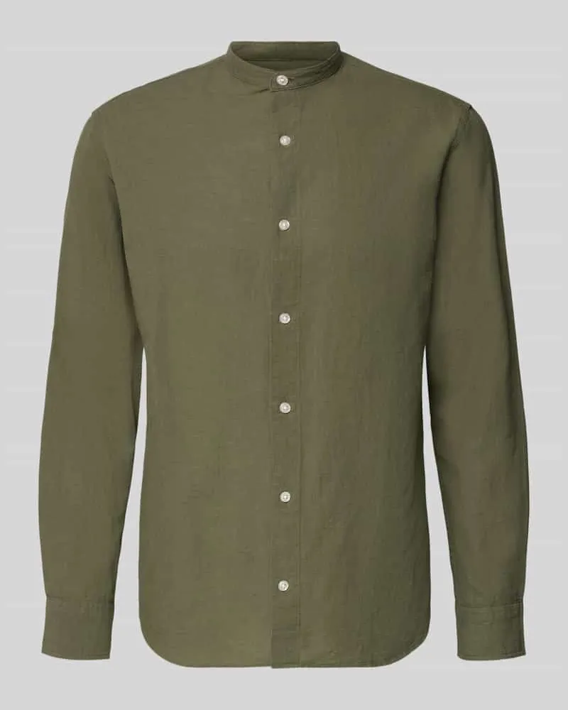 Jack & Jones Freizeithemd mit Leinen-Anteil Modell 'BREEZE Oliv