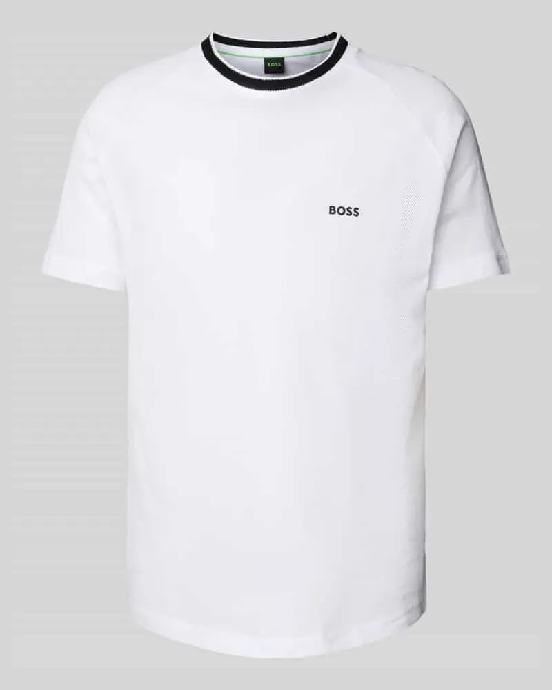 HUGO BOSS T-Shirt mit Label-Print Weiss