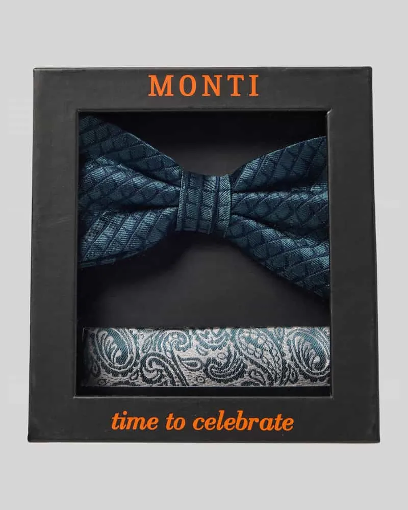 Monti Fliege und Einstecktuch im Set aus reiner Seide Mint