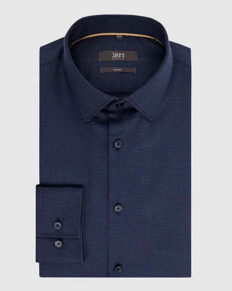 JAKE*S Slim Fit Businesshemd in Premiumqualität Marine