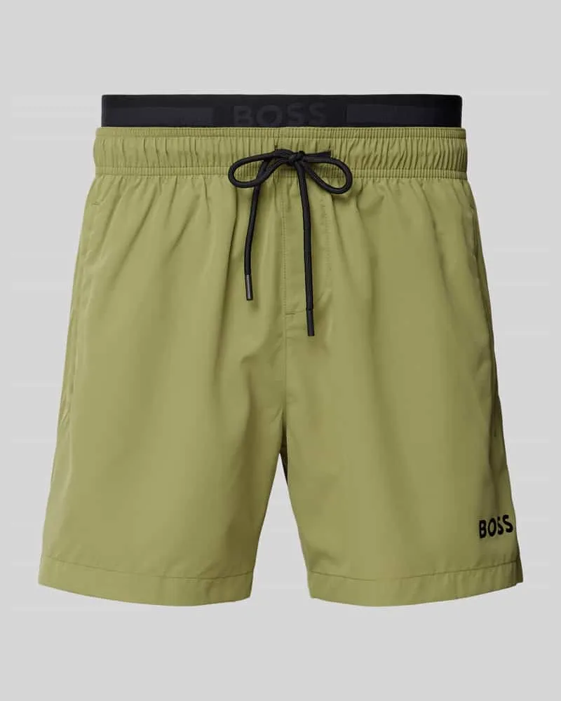 HUGO BOSS Relaxed Fit Badeshorts mit Label-Print Modell 'AMUR 