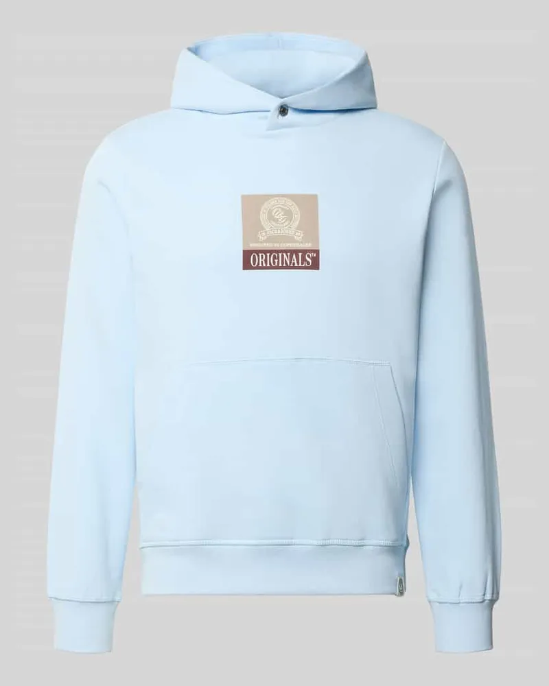 Jack & Jones Hoodie mit Label-Print Modell 'FREDERIKSBERG Hellblau