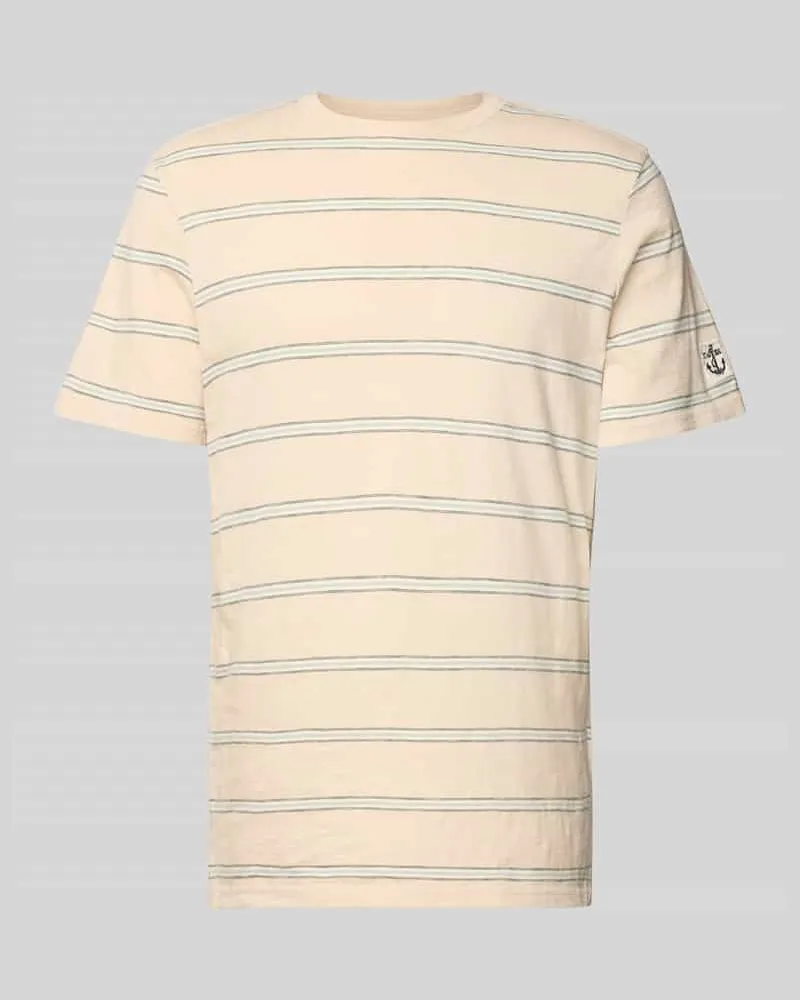 Guess T-Shirt mit Rundhalsausschnitt und Label-Patch Beige