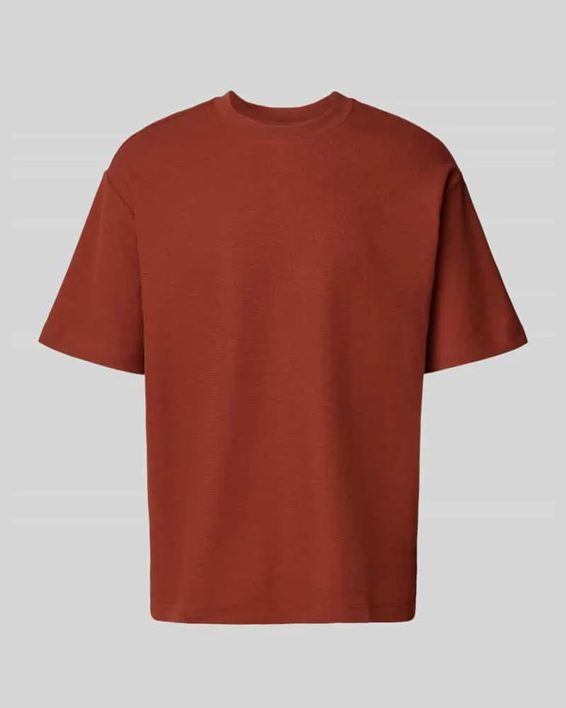McNeal T-Shirt mit geripptem Rundhalsausschnitt Dunkelrot