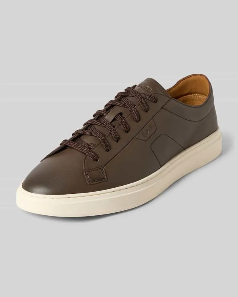 HUGO BOSS Low Top Sneaker aus Leder Modell 'KIERAN_TENN_BUSTD Dunkelbraun