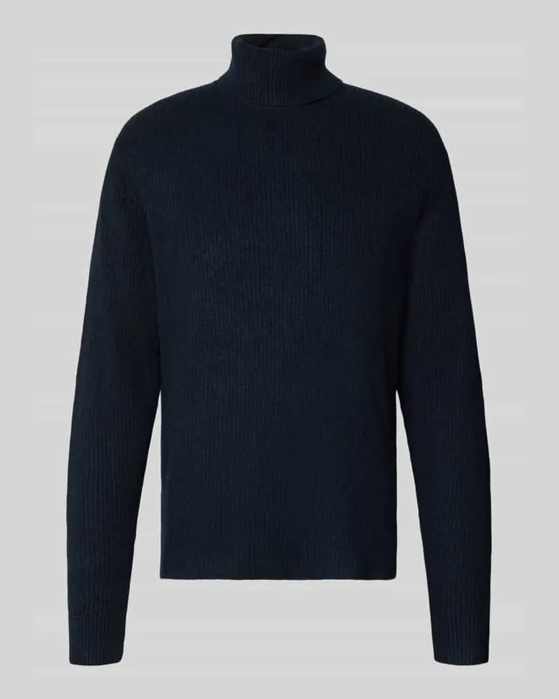 Lindbergh Strickpullover in Ripp-Optik mit Rollkragen Marine