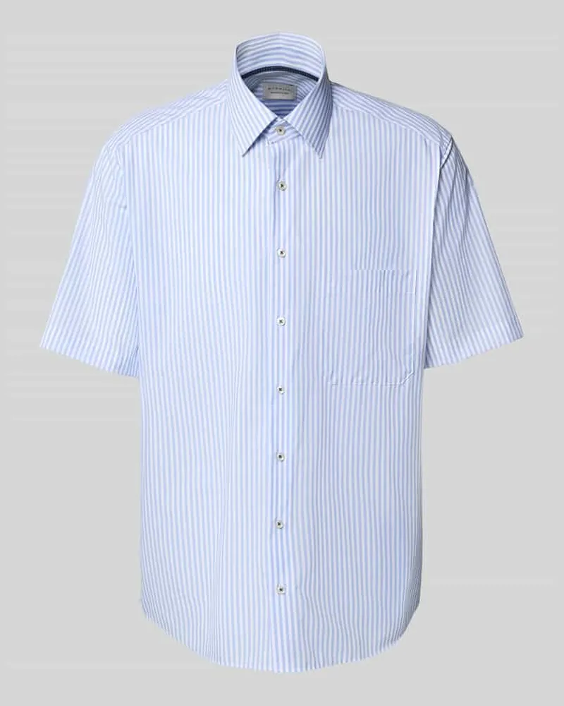 Eterna Comfort Fit Kurzarmhemd mit Knopfleiste Bleu