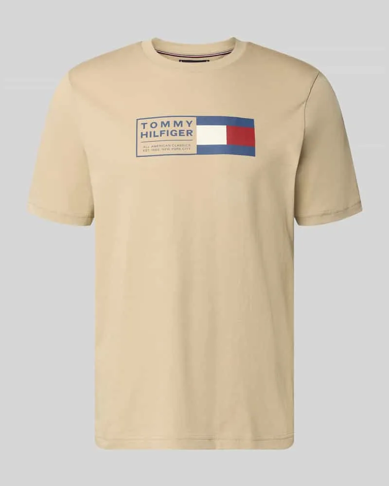 Tommy Hilfiger Regular Fit T-Shirt aus reiner Baumwolle Beige