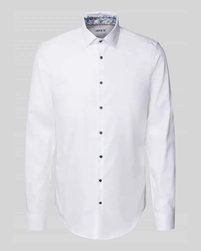 JAKE*S Slim Fit Businesshemd mit extra langem Arm Weiss
