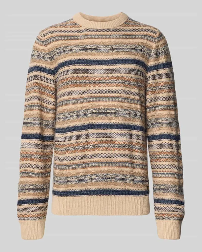 Jack & Jones Strickpullover mit Rundhalsausschnitt Modell 'ASHFORD Taupe