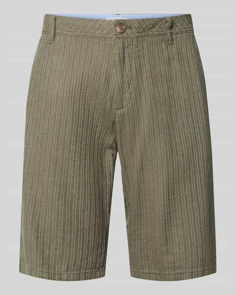 Tom Tailor Regular Fit Leinenshorts aus Leinen-Baumwoll-Mix Oliv